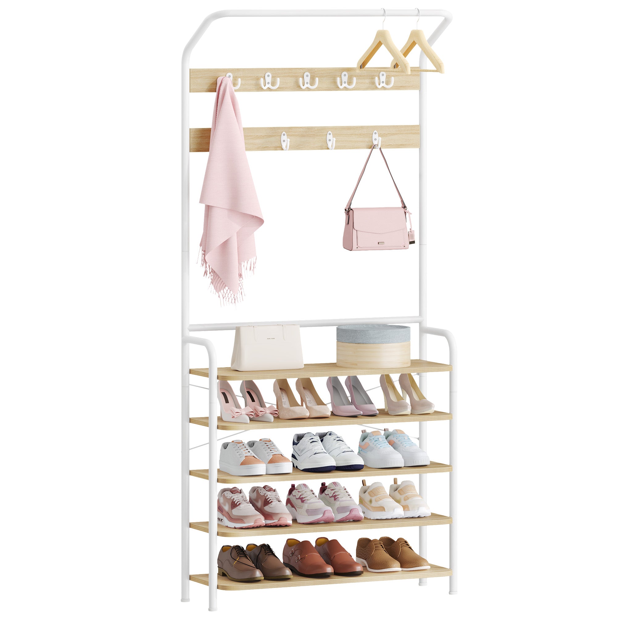 hzuaneri-ht19016w-garderobe-eiche-wei-mit-schuhregal-bank image 1