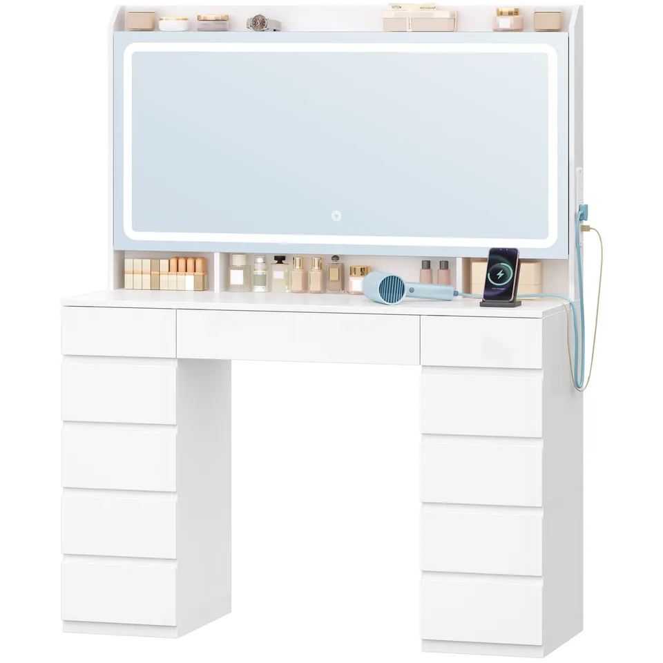 hzuaneri-bedroom-dt43003x-schminktisch-wei-led-11-schubladen image 1