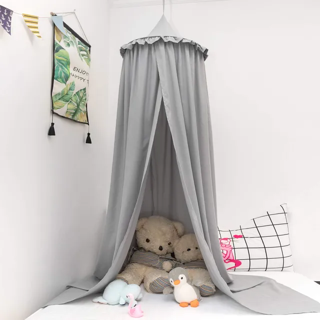 eugad-wohnaccessoires-betthimmel-baldachin-grau-230cm-polyester image 1