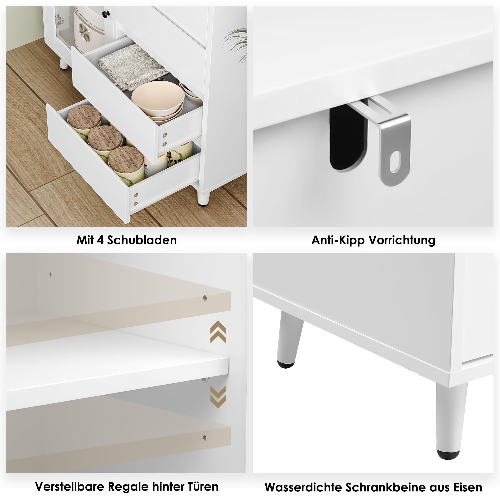 forehill-k-chenschrank-180cm-wei-buffet-4-schubladen-glas image 6