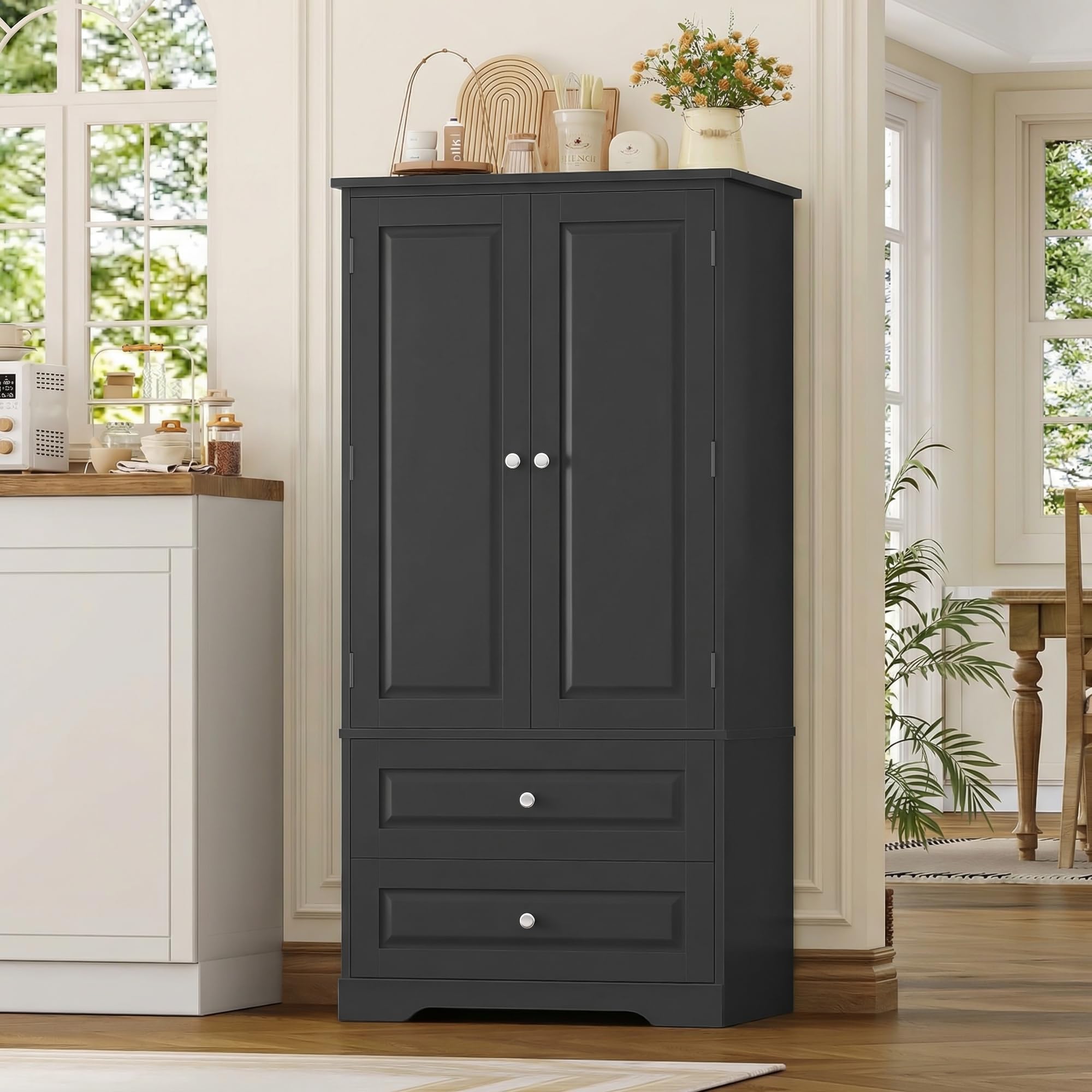 forehill-k-chenschrank-vorratsschrank-schwarz-60x40x120-schubladen image 2