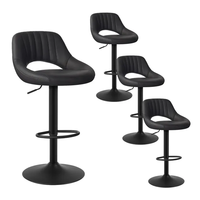 eugad-barhocker-4er-anthrazit-kunstleder-h-henverstellbar image 1