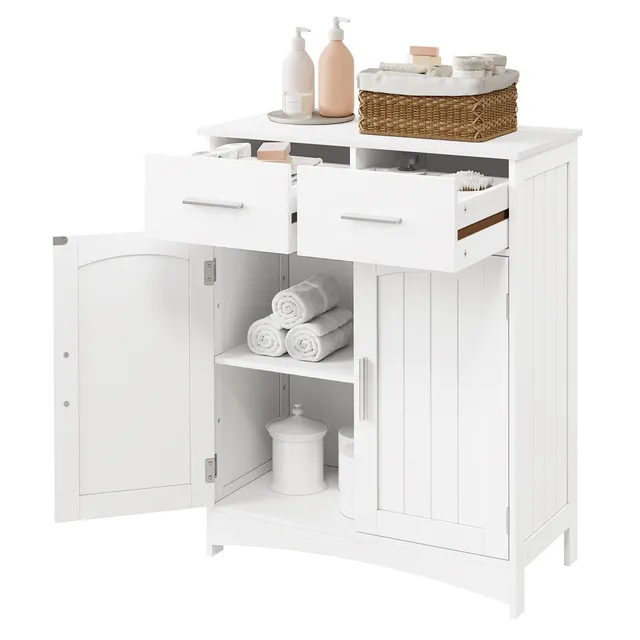 eugad-badschrank-wei-badezimmerschrank-60x76x30-2-schubladen image 1