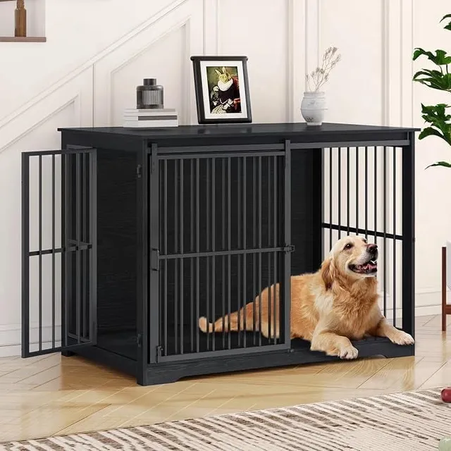 hzuaneri-hundebox-holz-xxl-schwarz-schiebet-r-119-cm image 1