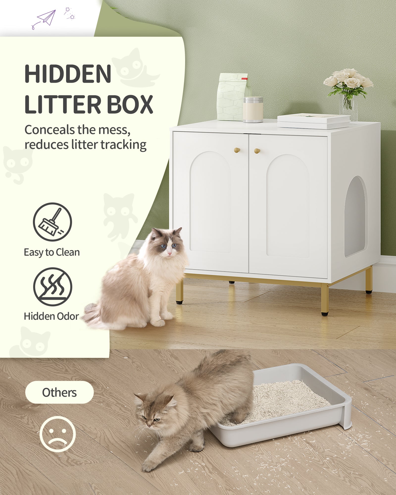 hzuaneri-katzenschrank-wei-gold-katzenklo-m-bel-beistelltisch image 4
