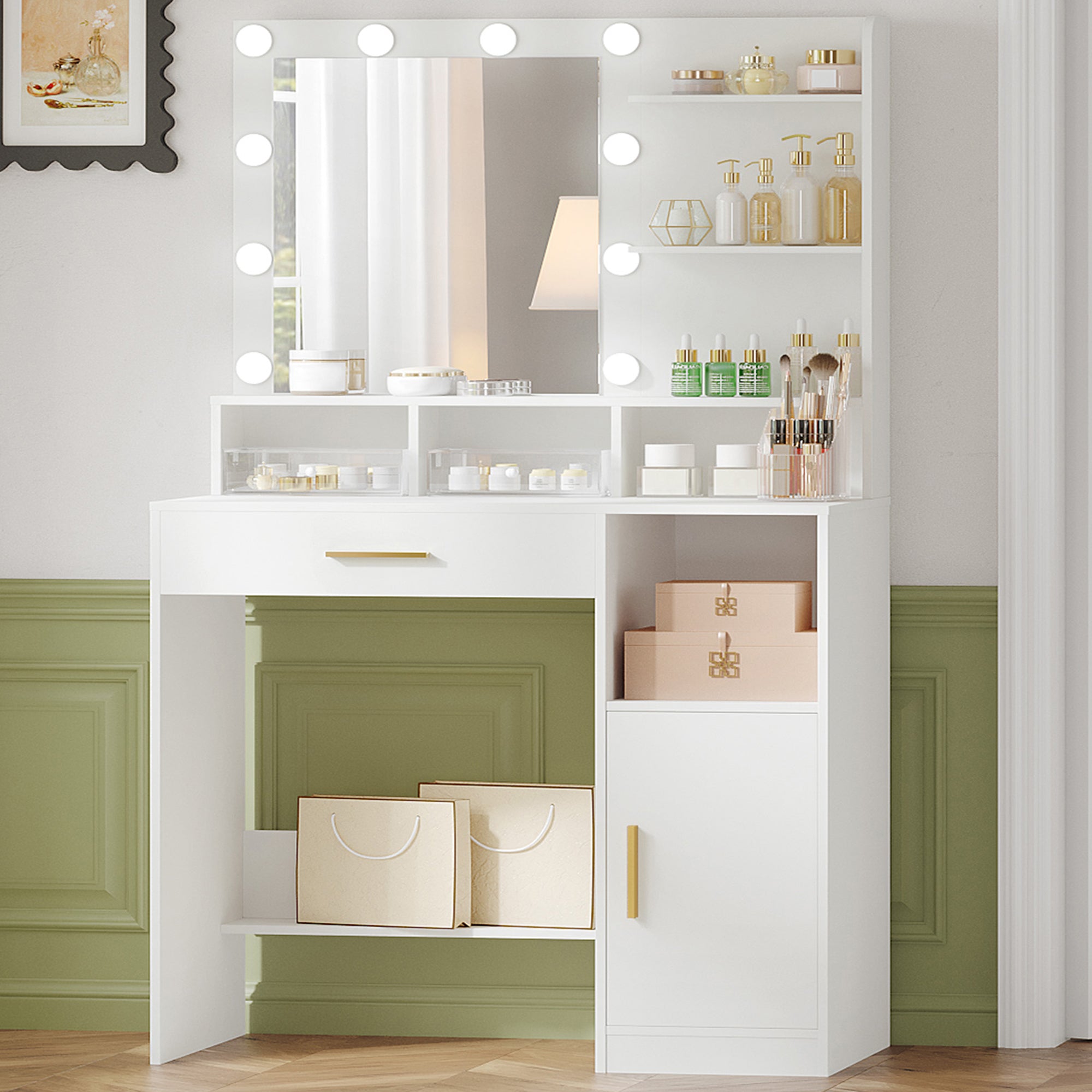 hzuaneri-bedroom-schminktisch-wei-mit-spiegel-led-und-schrank image 2