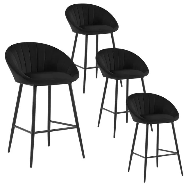 eugad-1078by-4-barhocker-4er-set-samt-schwarz-metall image 1