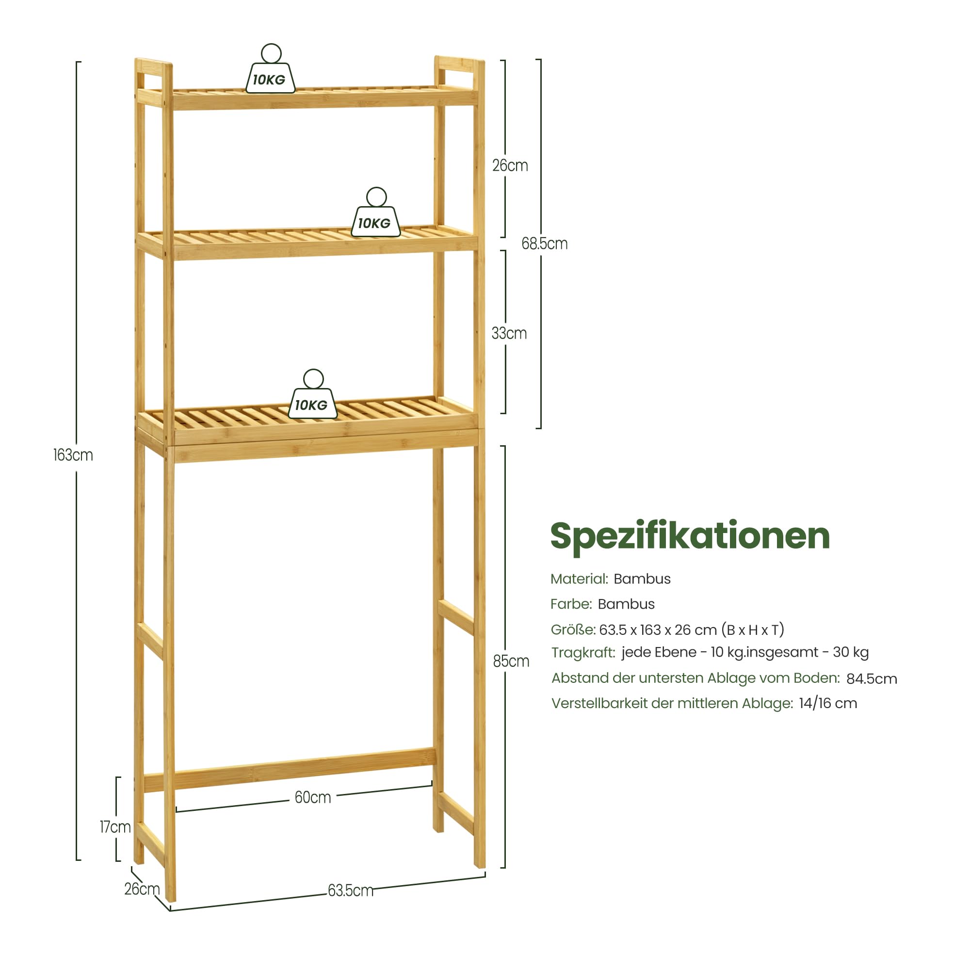 eugad-aufbewahrung-badregal-bambus-natur-63-5x163x26cm-verstellbar image 3
