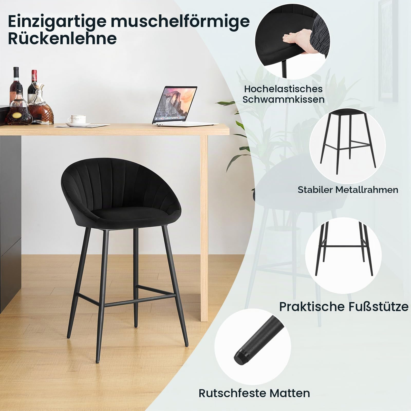 eugad-hocker-barhocker-2er-set-samt-schwarz-65cm image 4