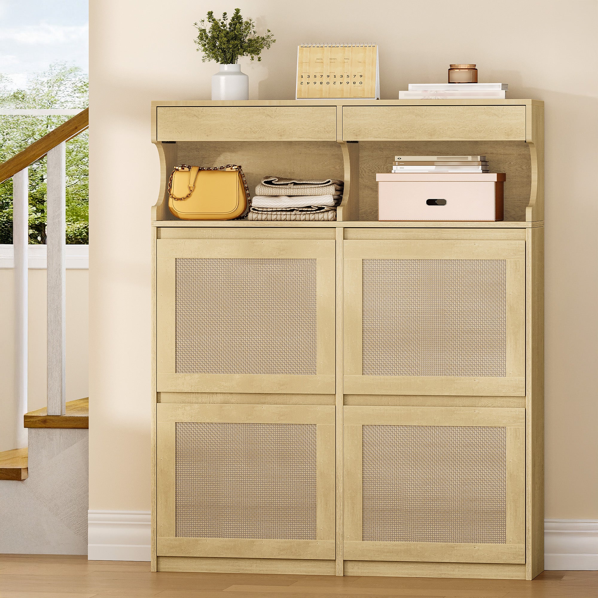 hzuaneri-sr56702y-schuhschrank-gelb-rattan-20-paare-100-cm image 8