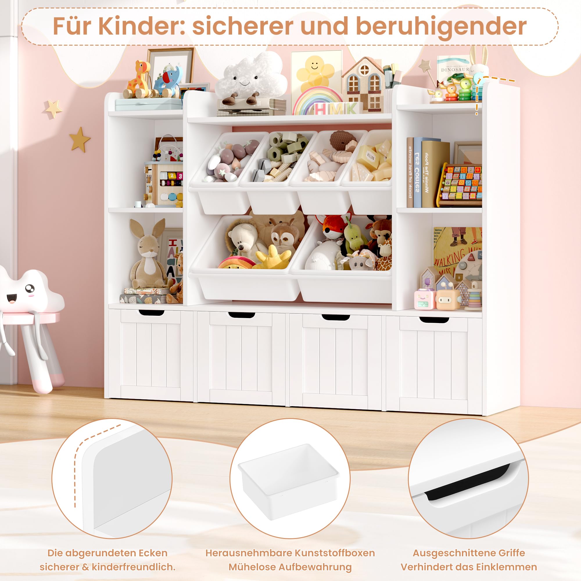 forehill-kinderregal-140cm-wei-mit-boxen-spielzeugregal image 6