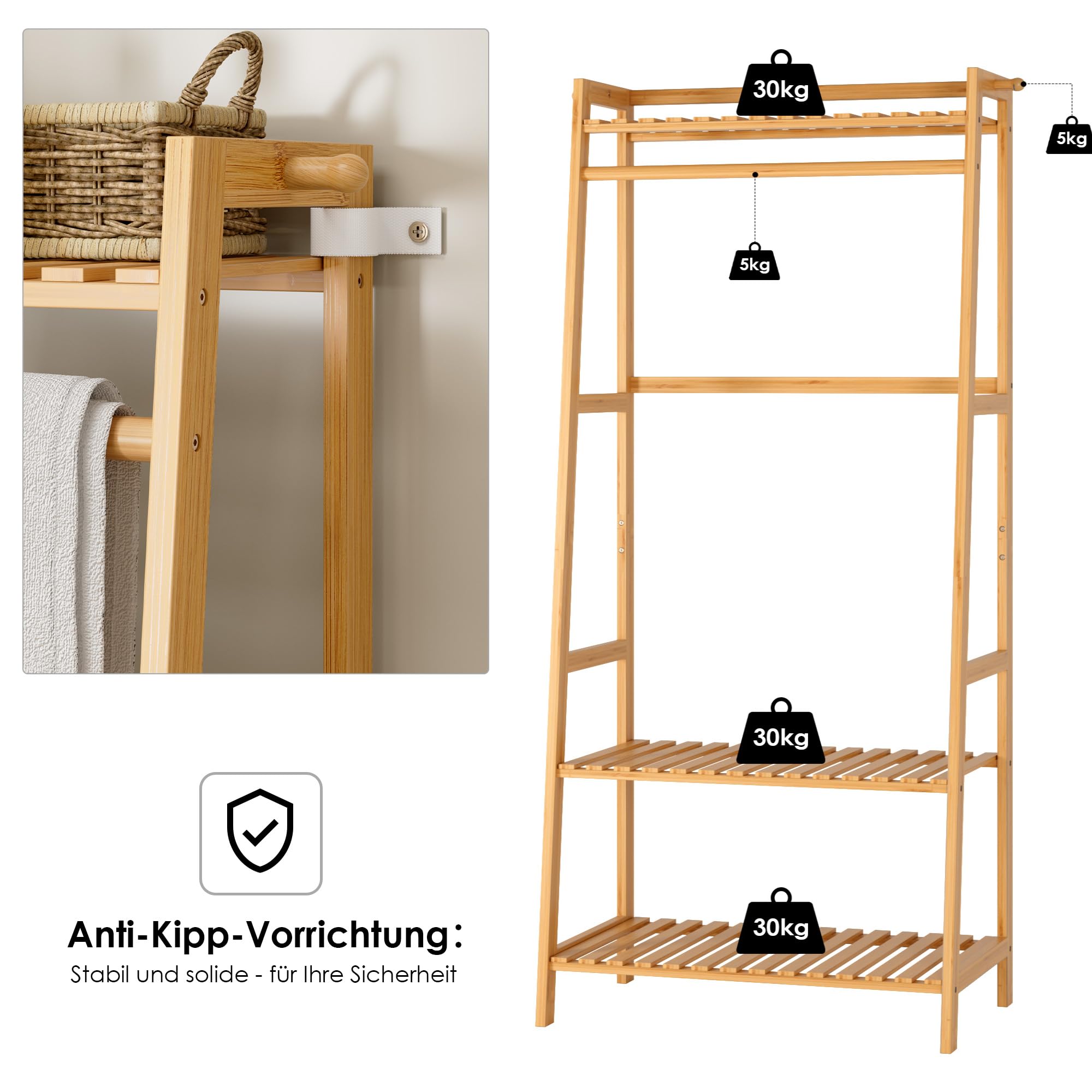 forehill-clothes-rack-kleiderst-nder-bambus-164x70x42-mit-ablagen image 5