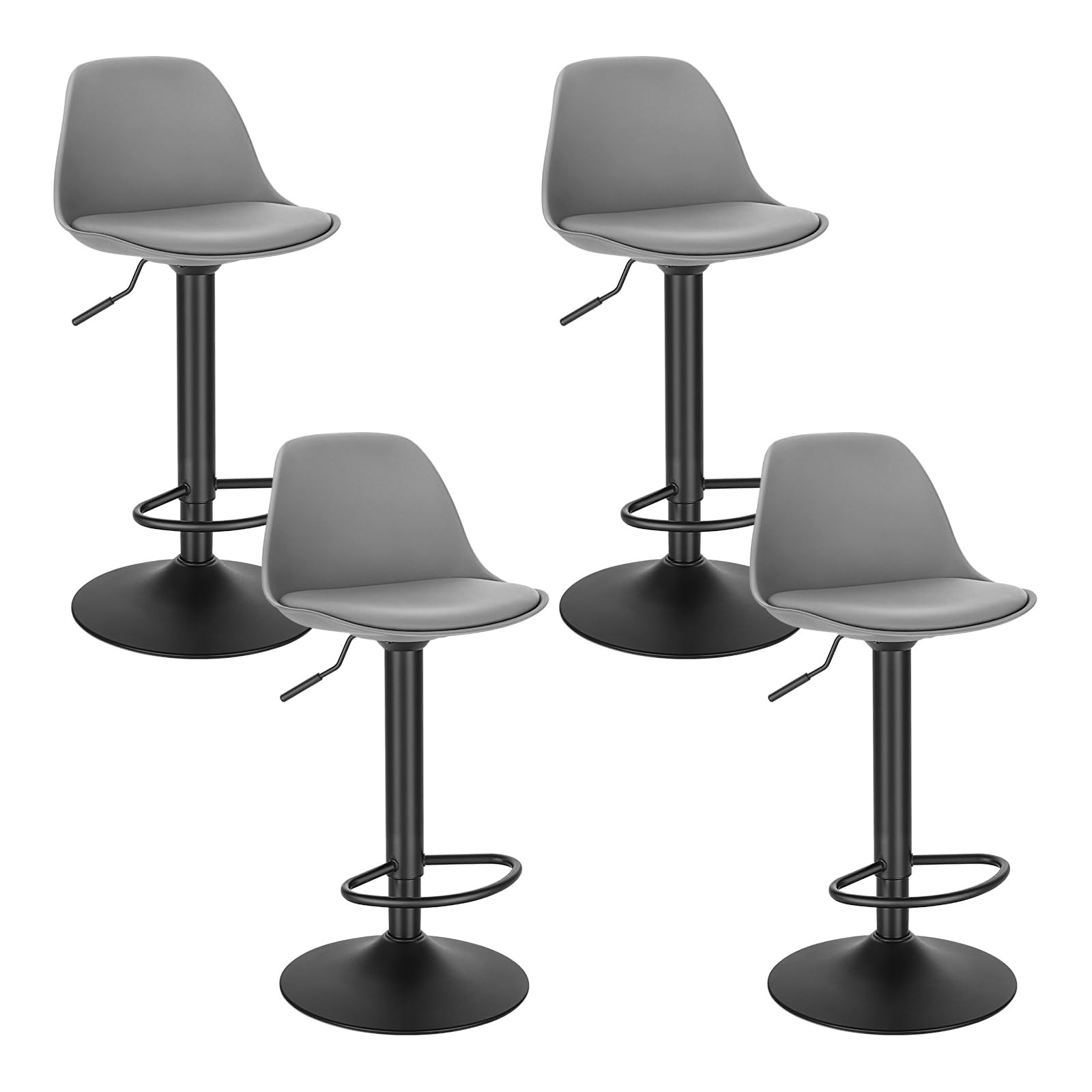 eugad-barhocker-schwarz-kunstleder-4er-set-h-henverstellbar image 8