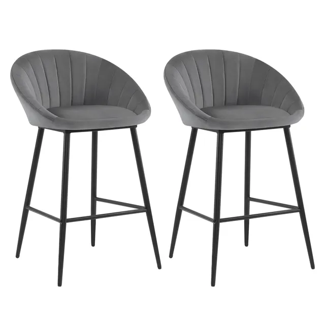 eugad-hocker-barhocker-2er-set-samt-dunkelgrau-65cm image 1