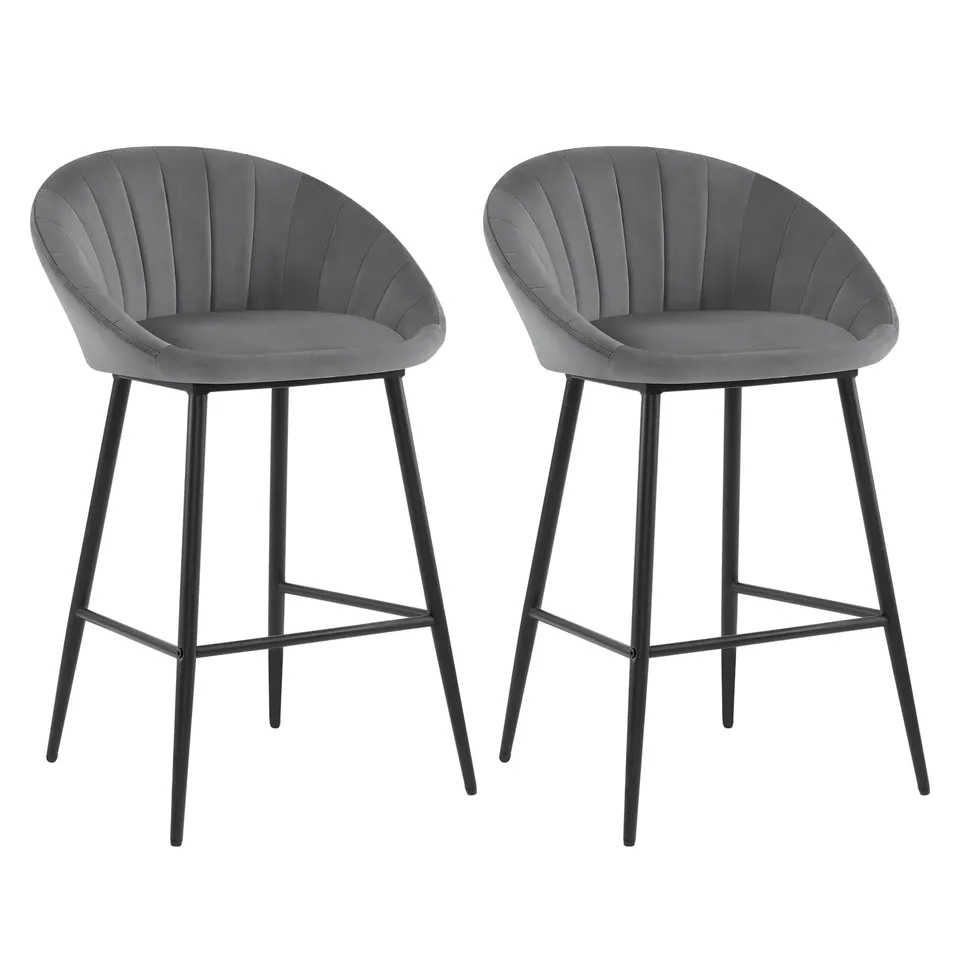 eugad-hocker-barhocker-2er-set-samt-dunkelgrau-65cm image 1