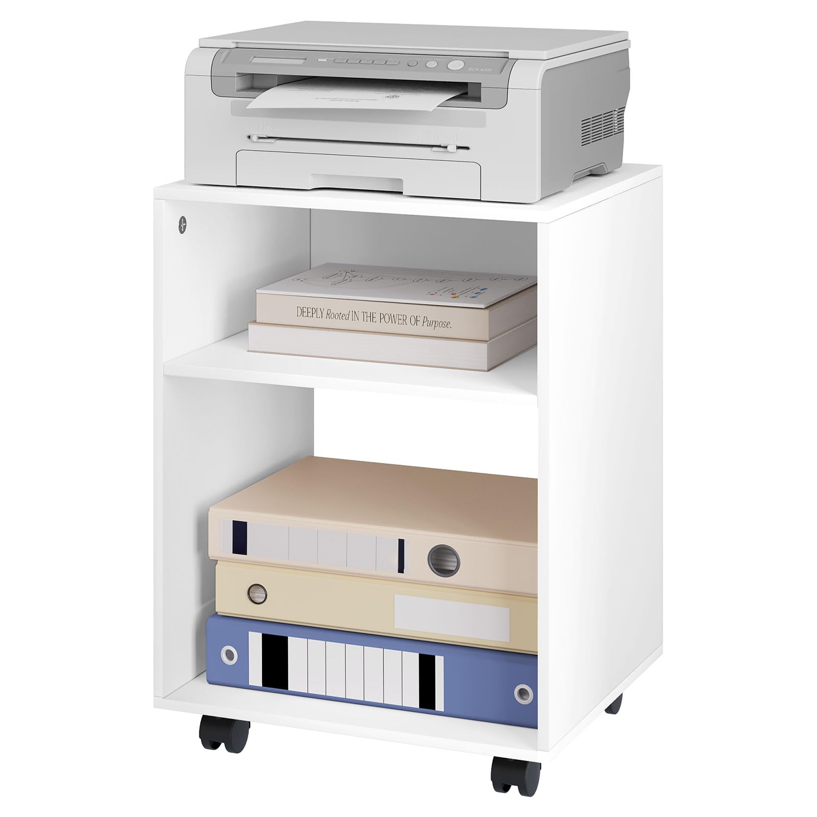 eugad-druckertisch-mit-rollen-wei-40-cm-b-rowagen image 1