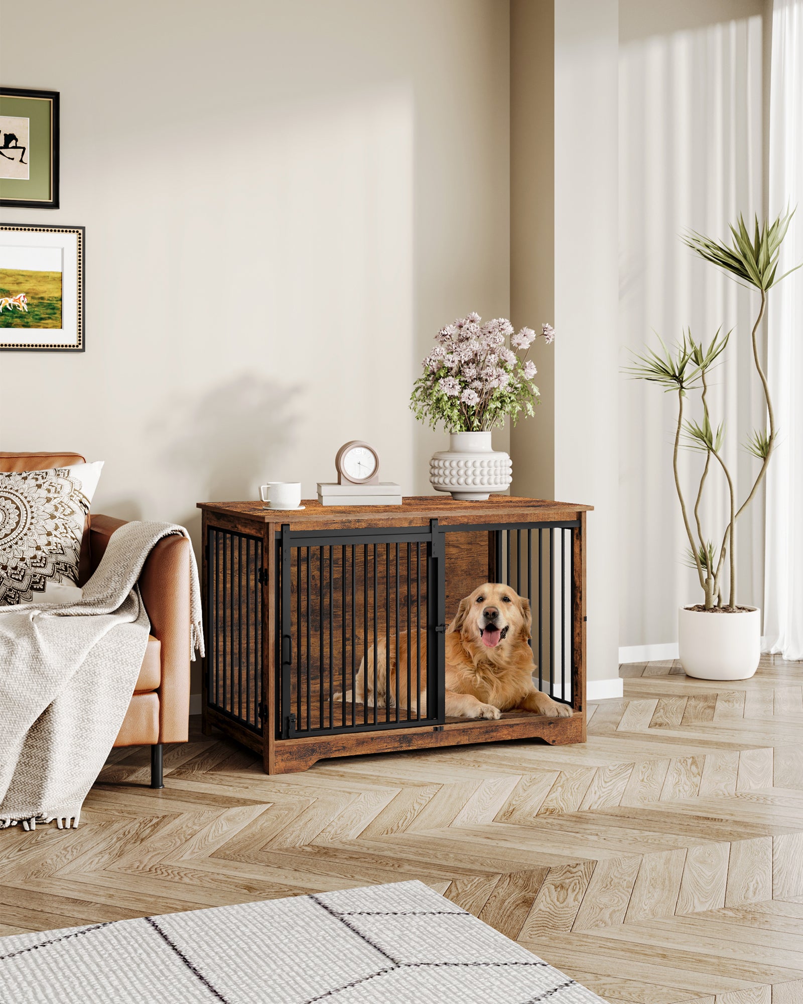 hzuaneri-pet-hundebox-m-bel-100-cm-hundek-fig-rustic-brown image 4