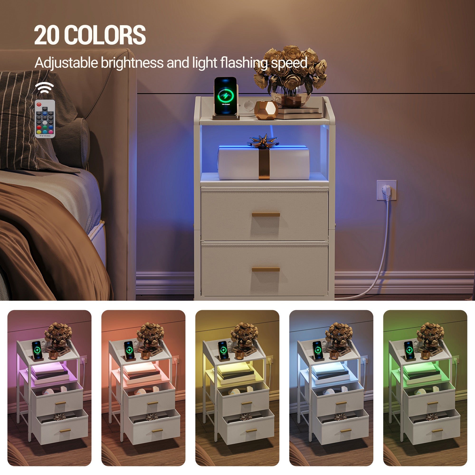 hzuaneri-bedroom-nachttisch-ns36113w-wei-led-usb-2-schubladen image 8