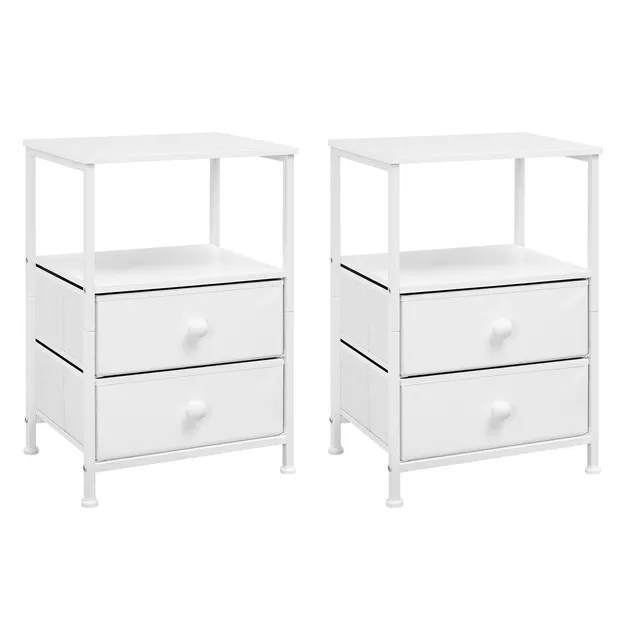 eugad-nachttisch-wei-40-cm-2er-set-mit-2-schubladen image 1