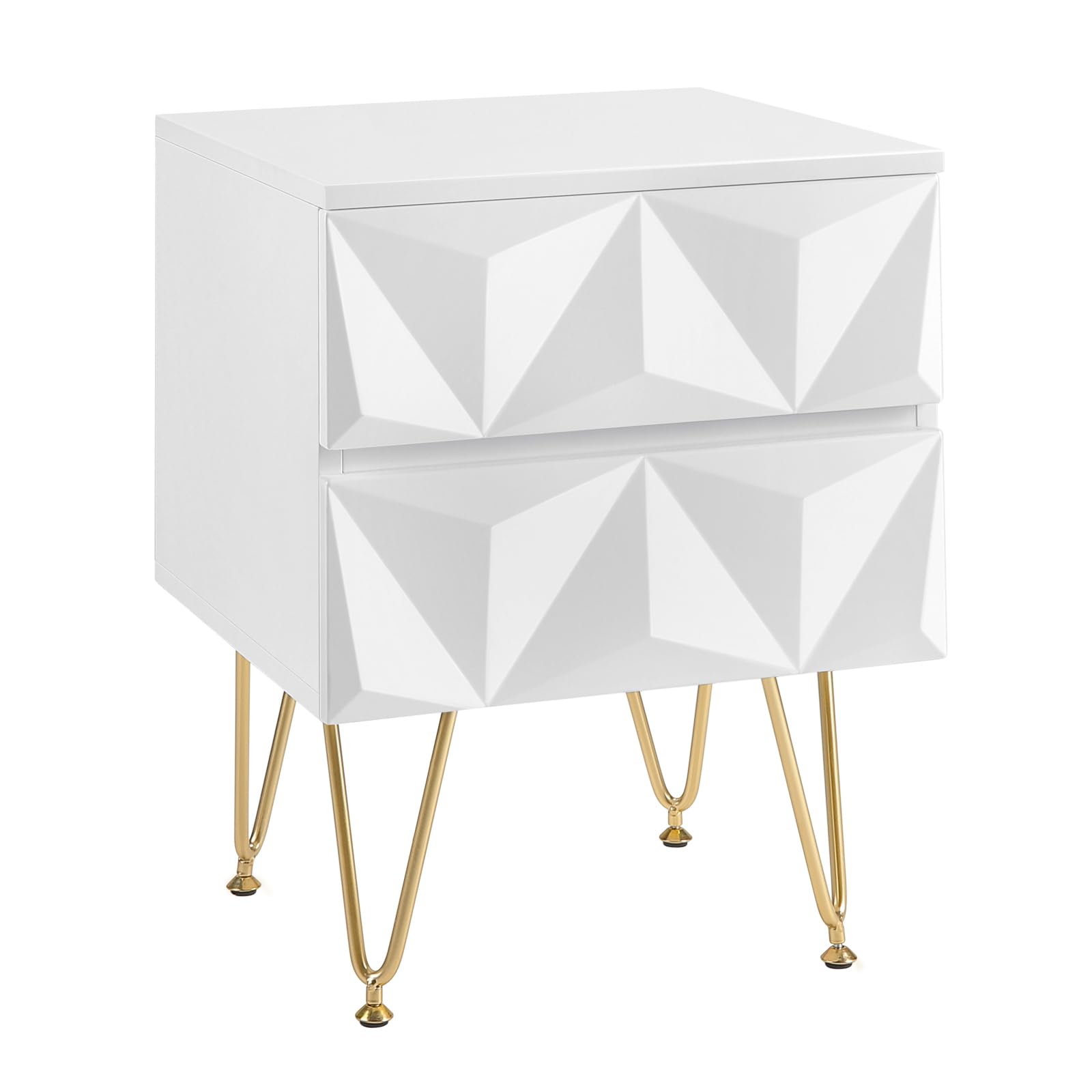 eugad-wohnaccessoires-nachttisch-wei-gold-40x53x40-cm-2-schubl image 1