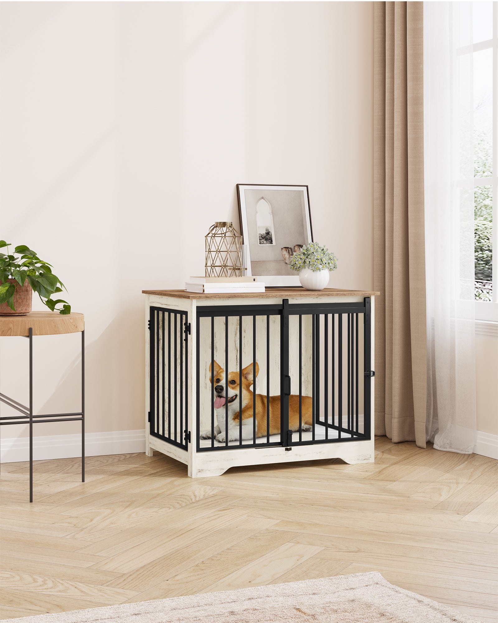 hzuaneri-hundebox-81-cm-wei-braun-holz-schiebet-r-m-bel image 3
