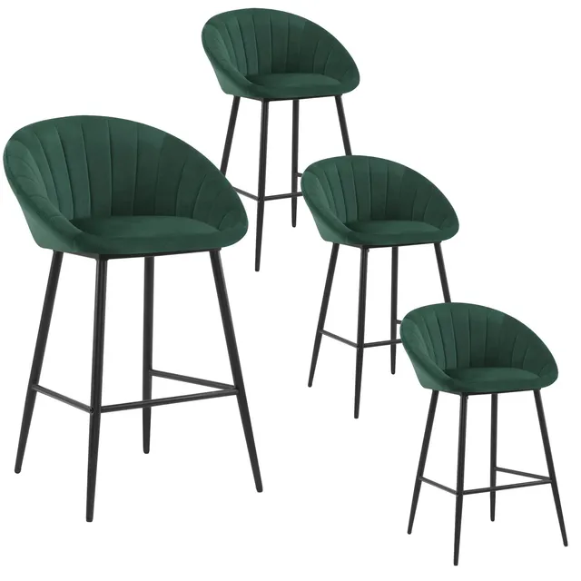 eugad-1080by-4-barhocker-4er-set-samt-dunkelgr-n-metall image 1