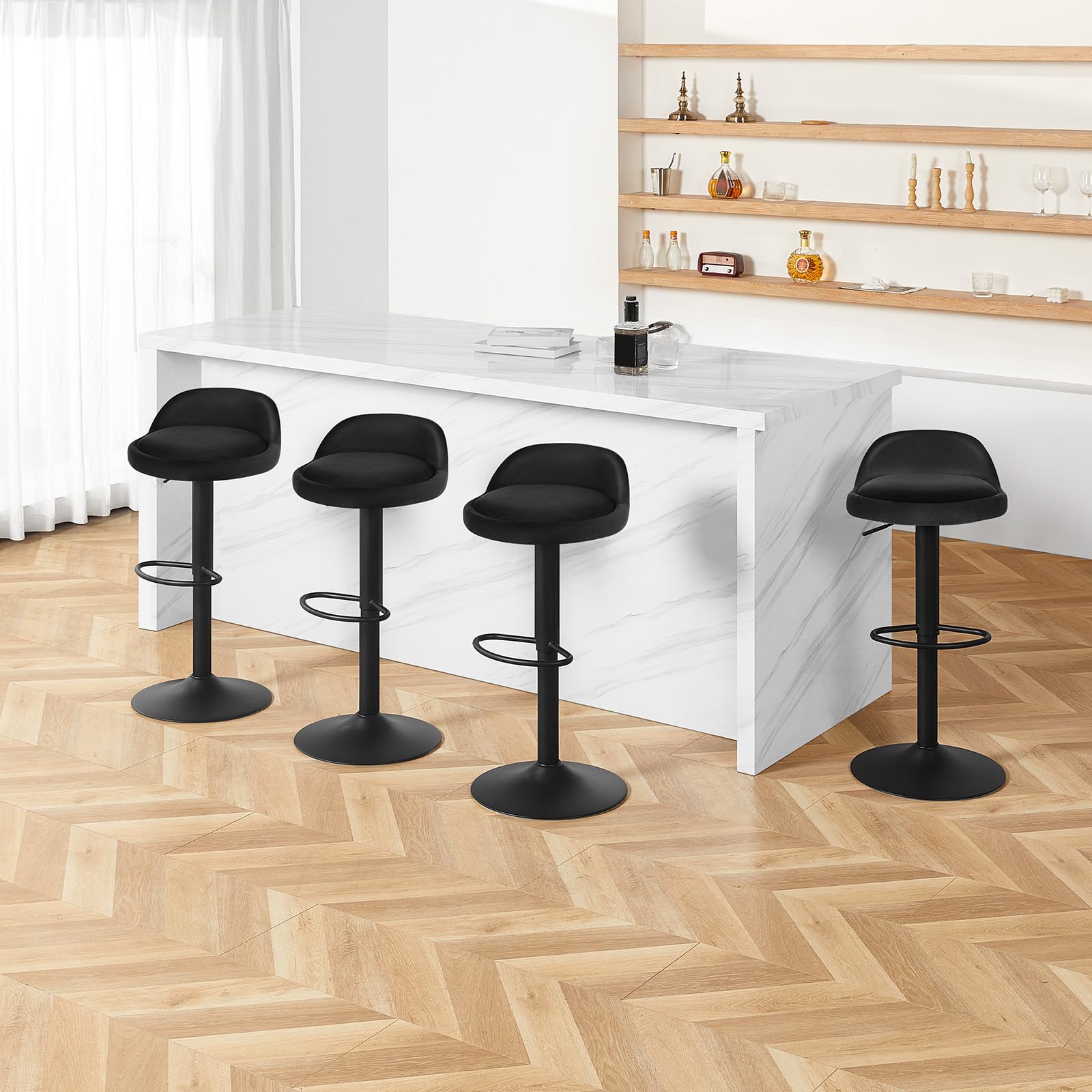 eugad-barhocker-0824by-4-drehstuhl-4er-set-schwarz-samt-62-84cm image 7