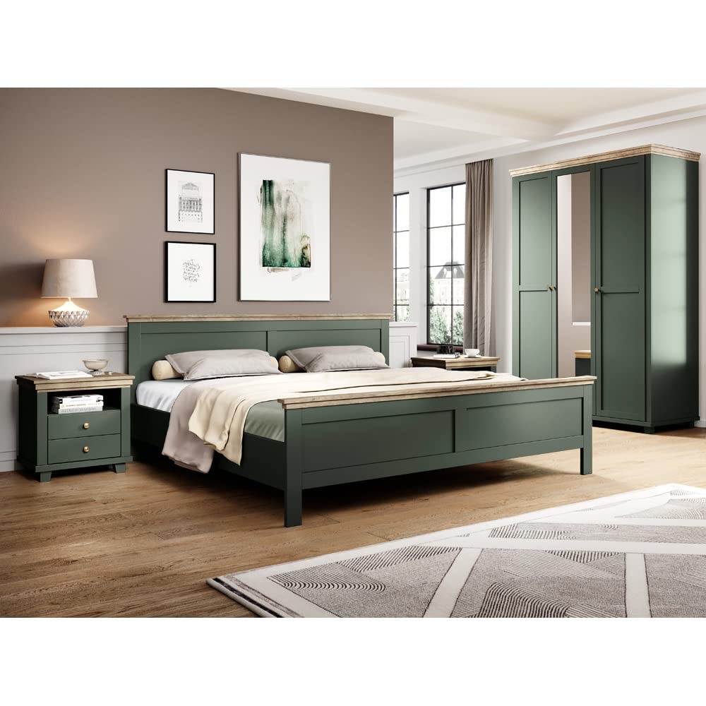lomadox-schlafen-schlafzimmer-set-gr-n-eiche-bett-180x200 image 1