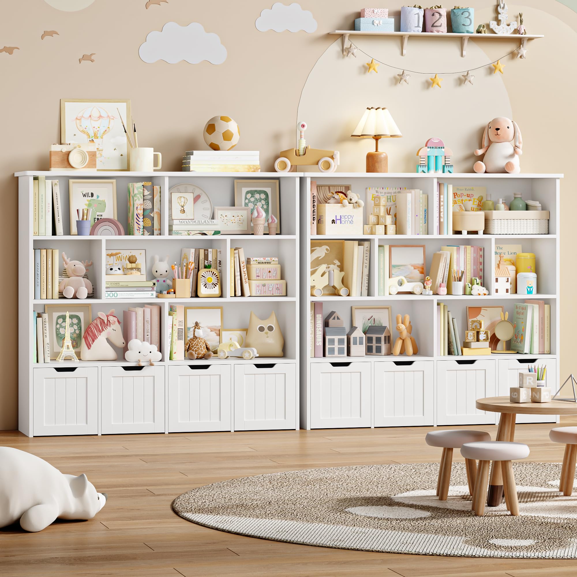 forehill-kinderregal-125cm-wei-spielzeugregal-7-f-cher-4-boxen image 5