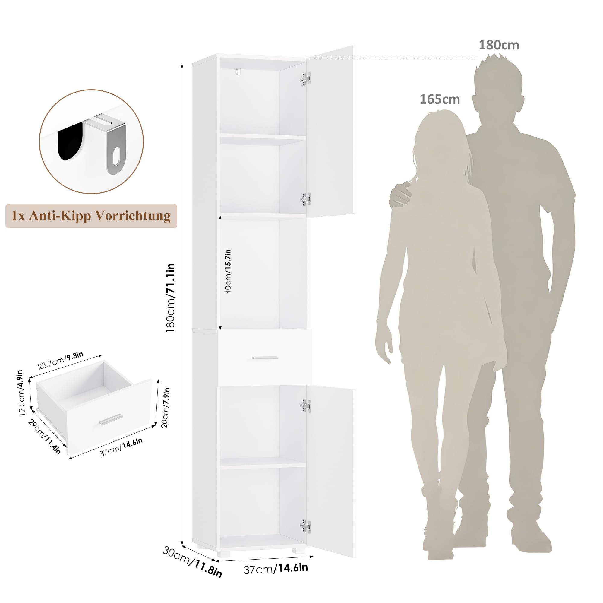 forehill-tall-bathroom-cabinet-badezimmerschrank-wei-180-cm-soft-close image 3
