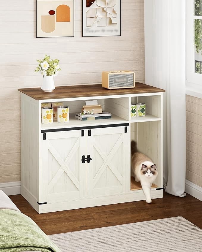 hzuaneri-pet-cb886-katzenschrank-katzenklo-rustic-brown-wei-kratzmatte image 6