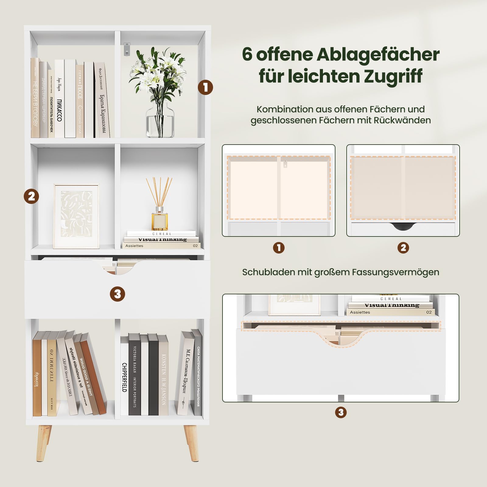 eugad-aufbewahrung-b-cherregal-wei-50x121x24-6-f-cher-mit-schublade image 8