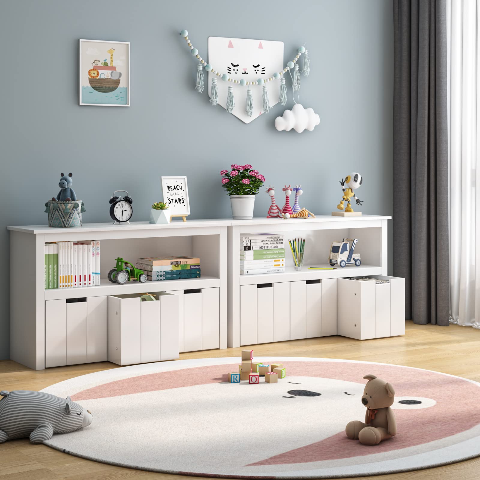 forehill-kinderregal-wei-mit-schubladen-102x33x61-spielzeug image 4