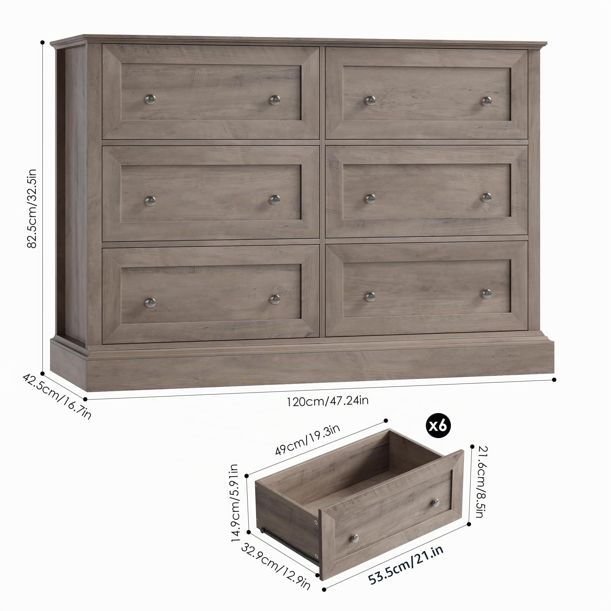 forehill-kommode-120cm-6-schubladen-holz-sideboard-antik image 3