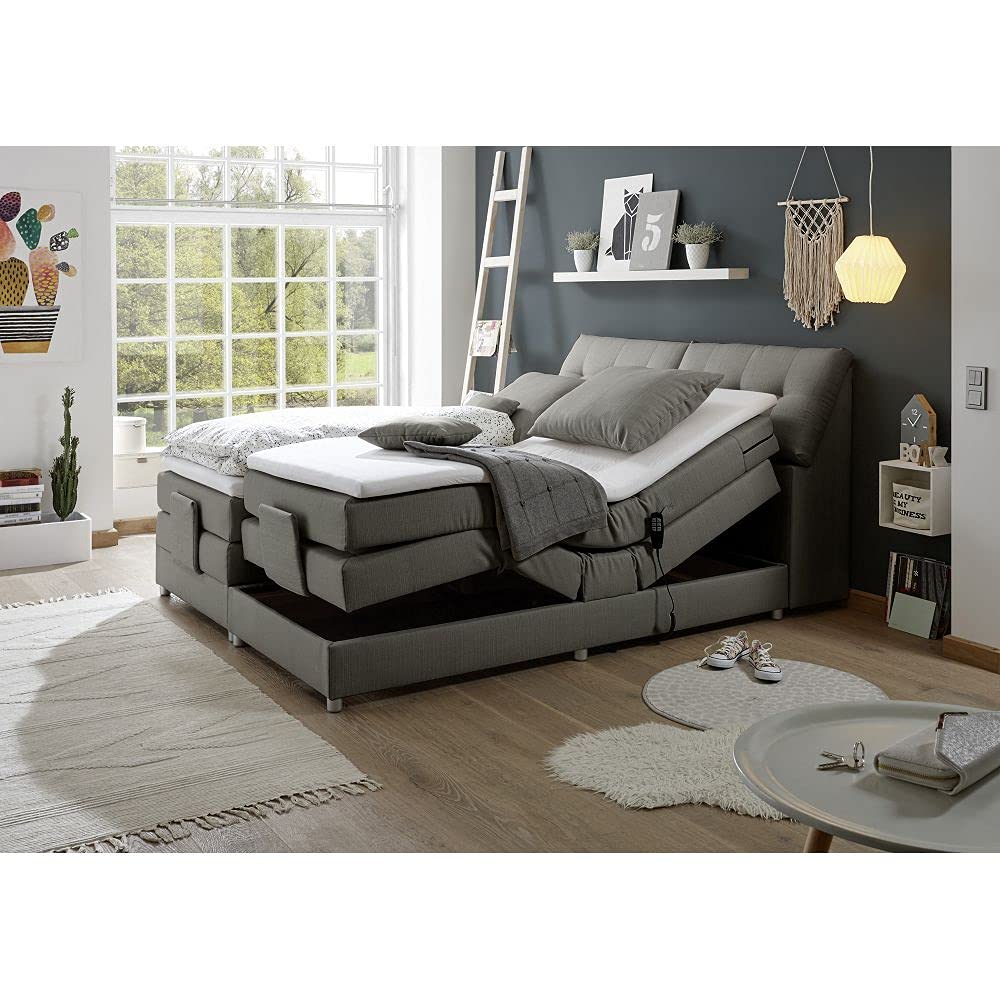 lomadox-boxspringbett-180x200-silbergrau-elektrisch-visco-topper image 2