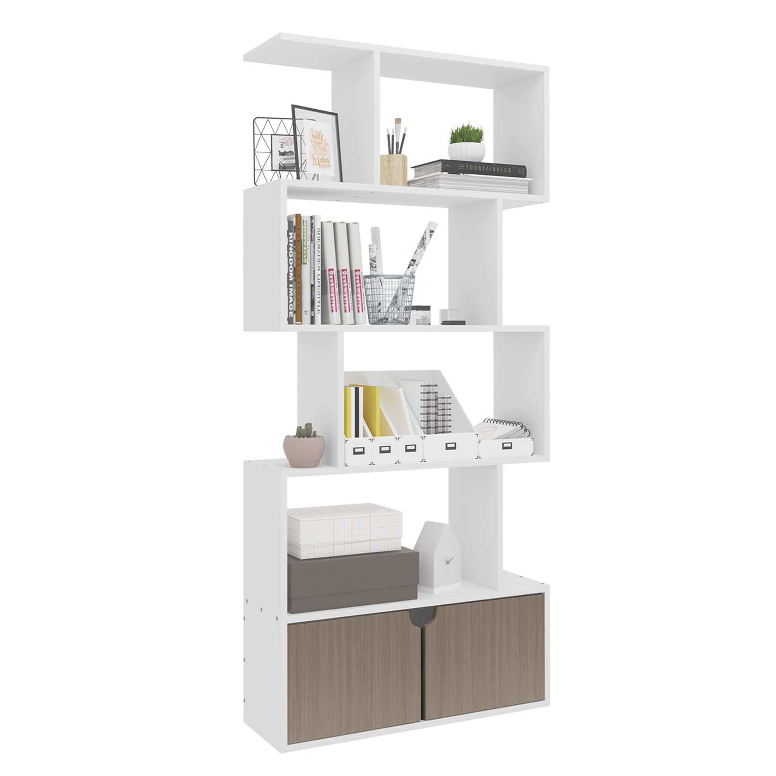 eugad-aufbewahrung-b-cherregal-wei-70x23x150-cm-mit-t-r image 1