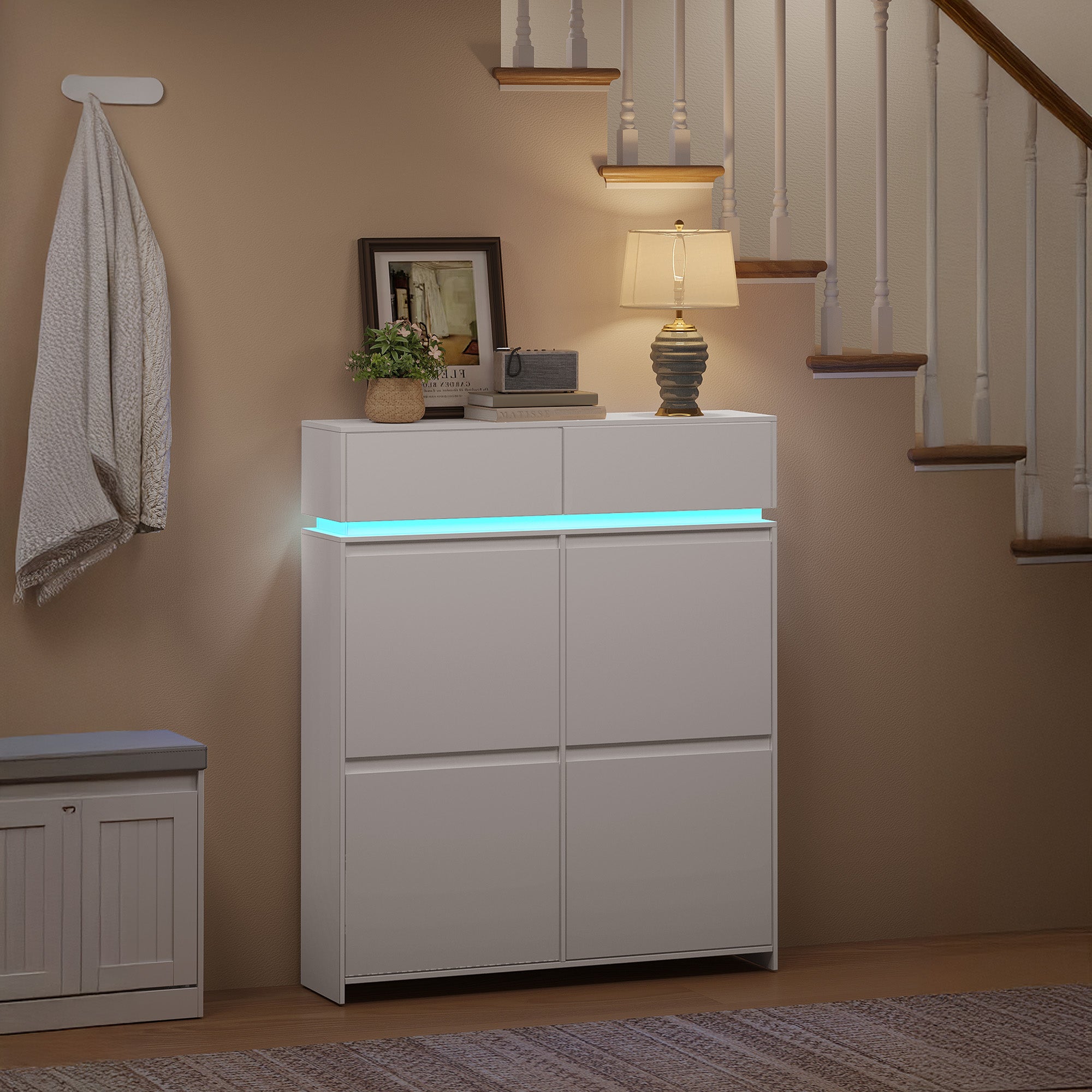 hzuaneri-sr53603x-schuhschrank-wei-led-20-paar-4-klappen image 4