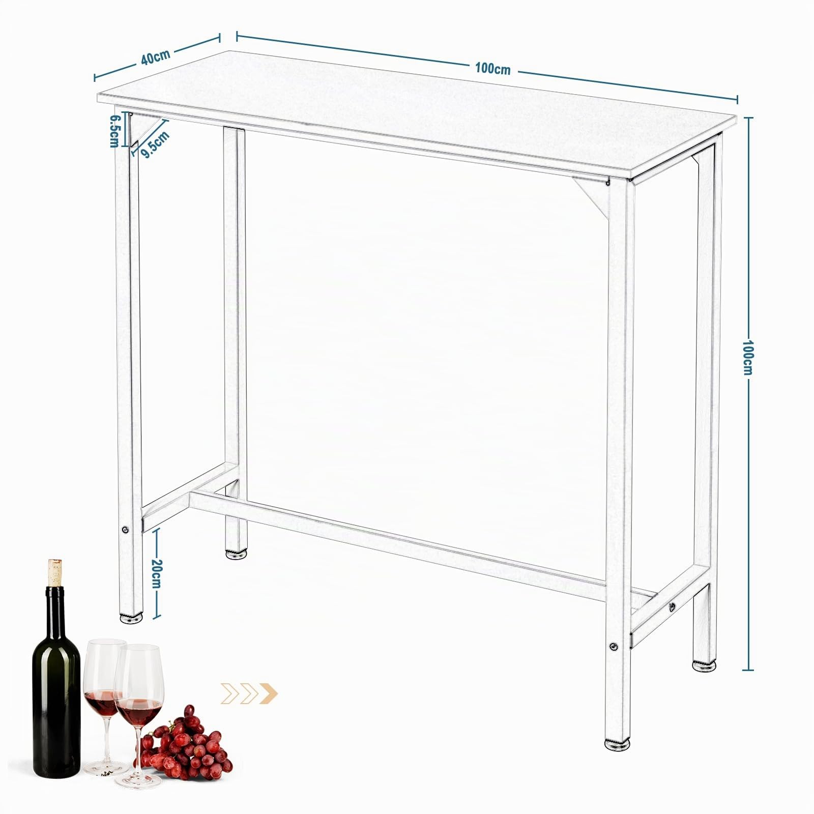 eugad-bartisch-100x40x100-schmal-helle-eiche-wei-metall image 3