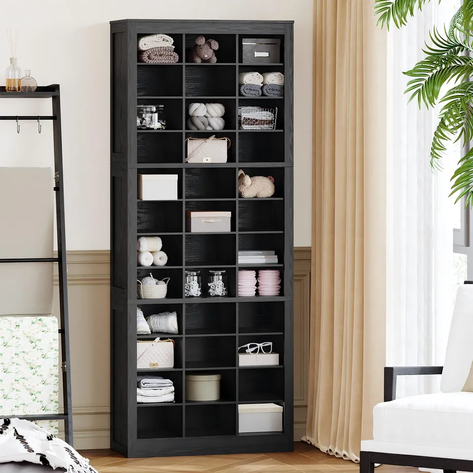 hzuaneri-living-room-schuhschrank-schwarz-12-f-cher-36-paar-hoch-184-cm image 1