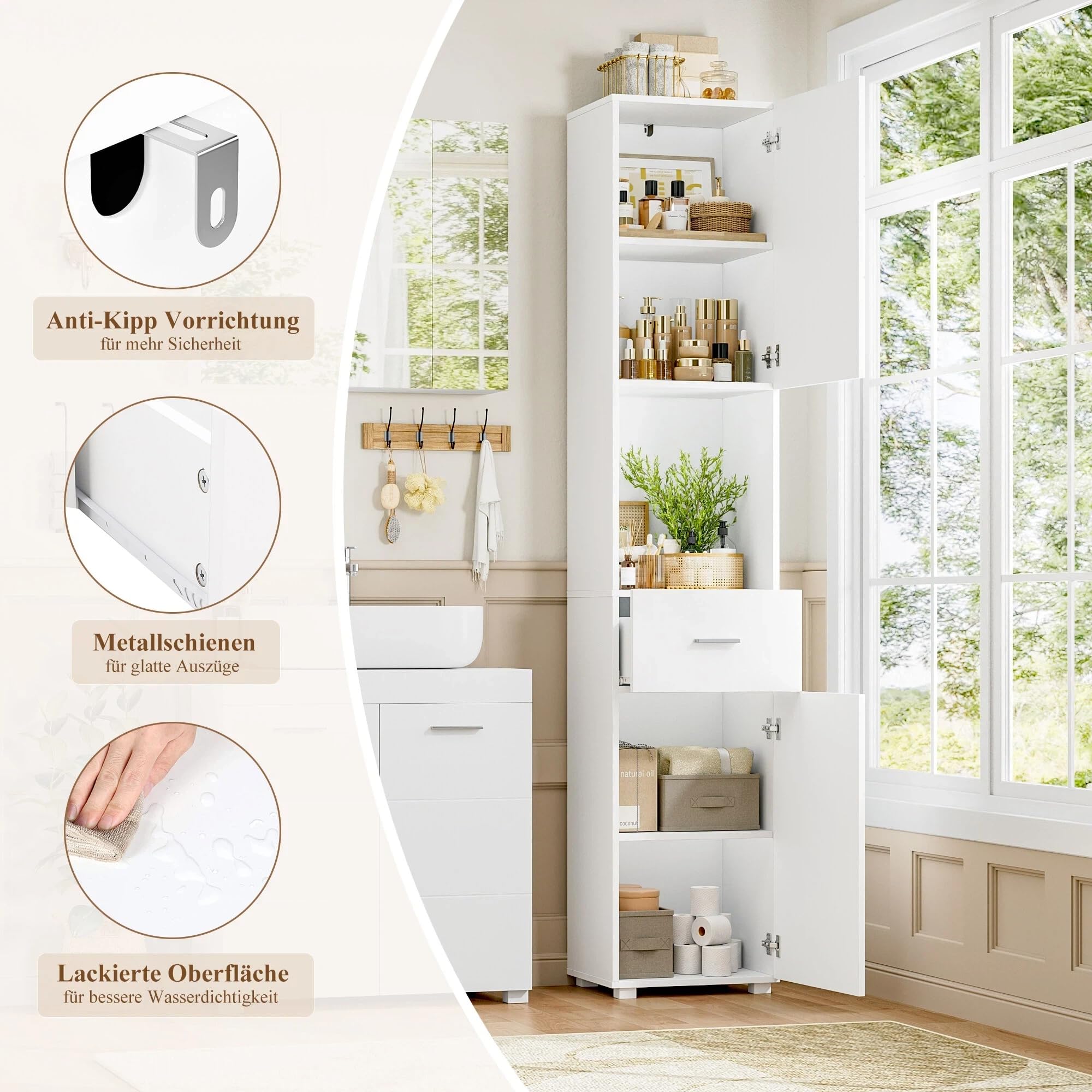 forehill-tall-bathroom-cabinet-badezimmerschrank-wei-180-cm-soft-close image 7