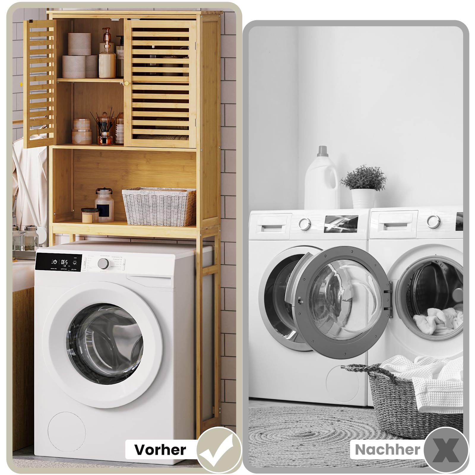 eugad-waschmaschinenschrank-bambus-66x175x25-cm-2-t-ren image 6