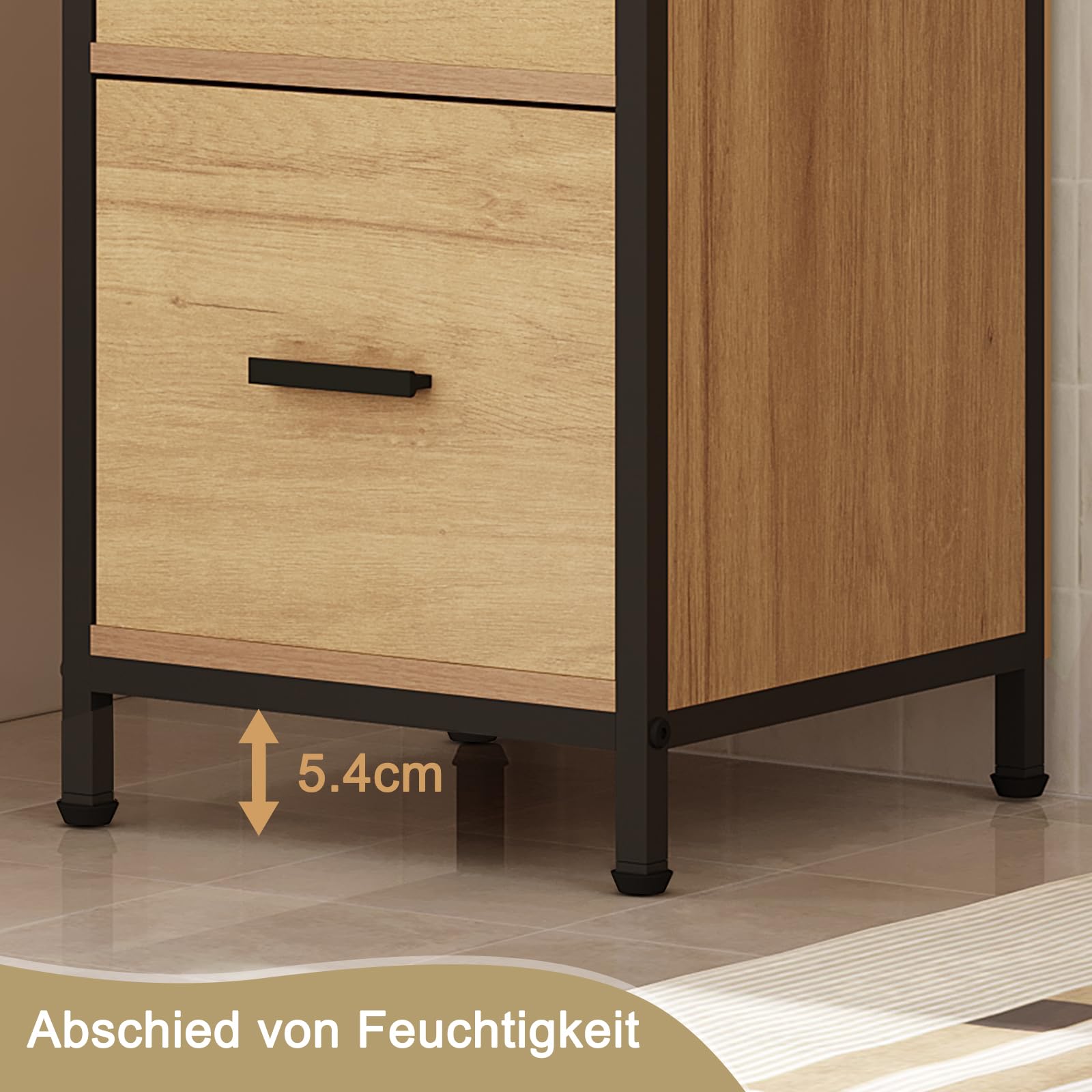eugad-badezimmerschrank-schwarz-eiche-30x80x30-cm-2-schubladen image 8