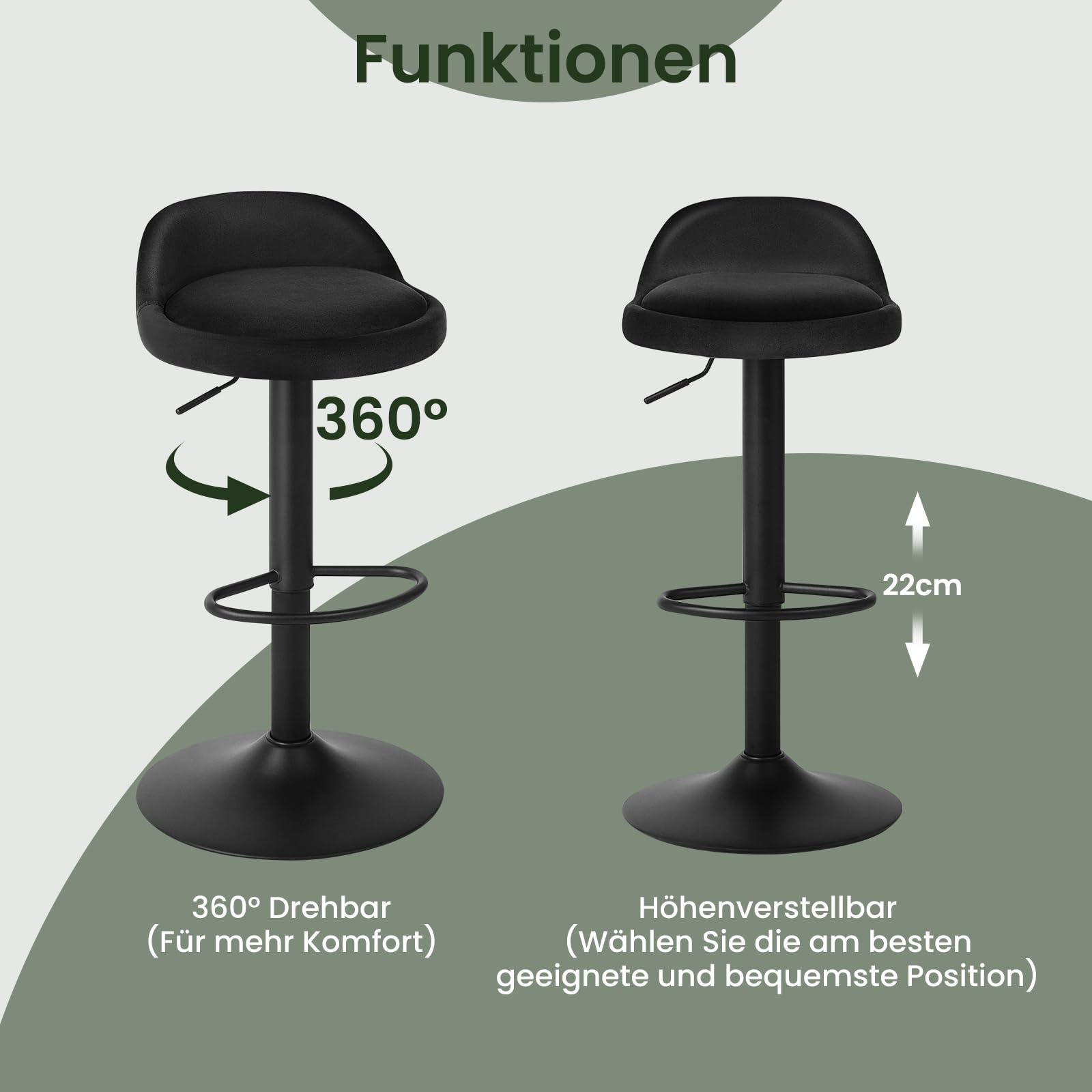 eugad-barhocker-0824by-4-drehstuhl-4er-set-schwarz-samt-62-84cm image 6