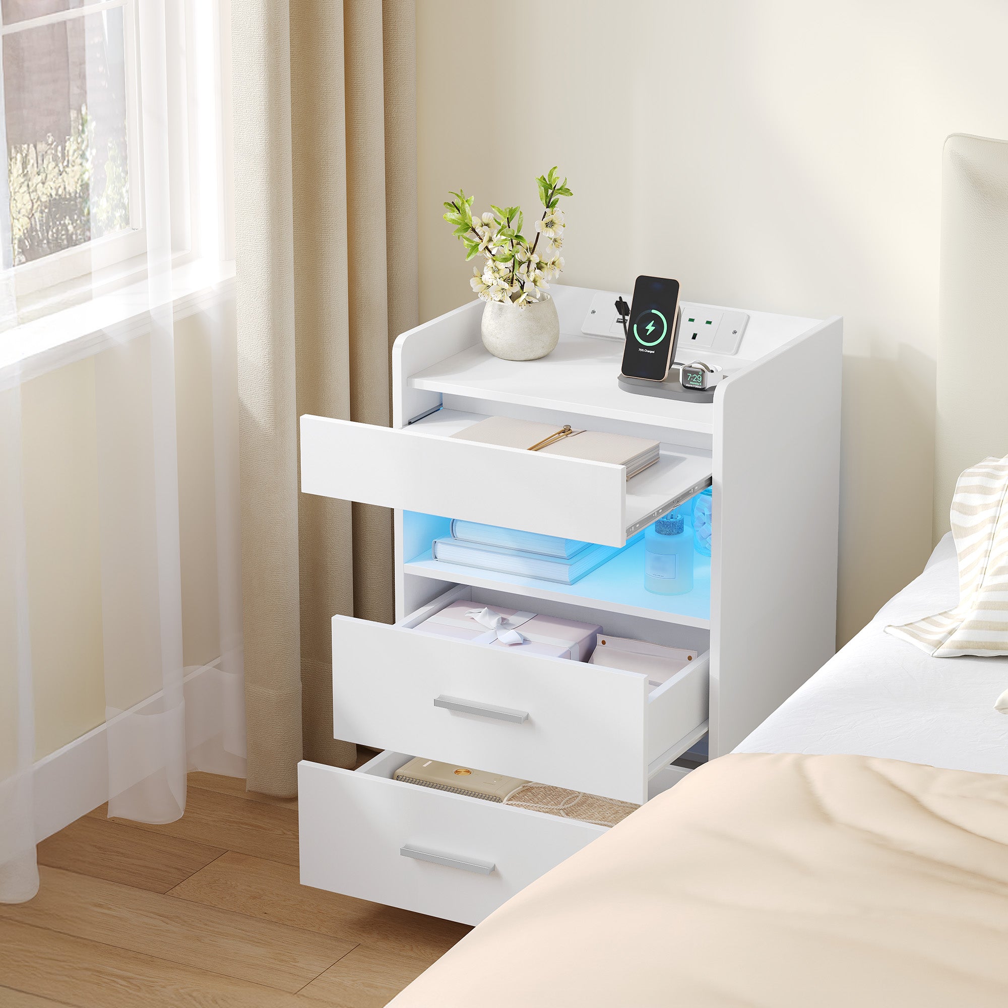 hzuaneri-bedroom-nachttisch-ns33603x-wei-2er-set-led-usb image 4