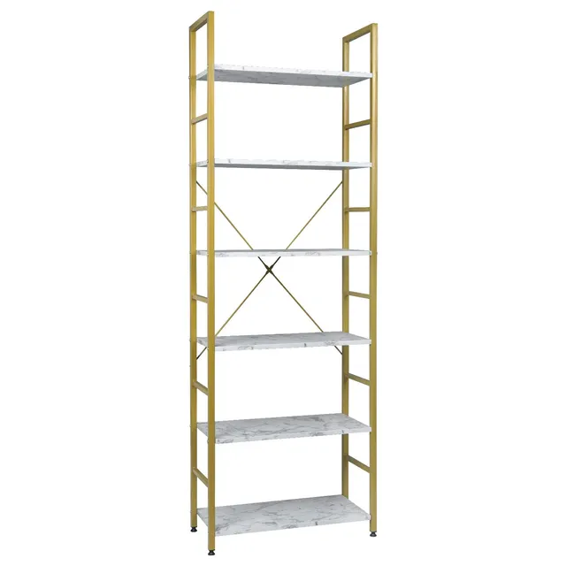 eugad-standregal-b-cherregal-metall-60x28x180-marmor-gold-wei image 1