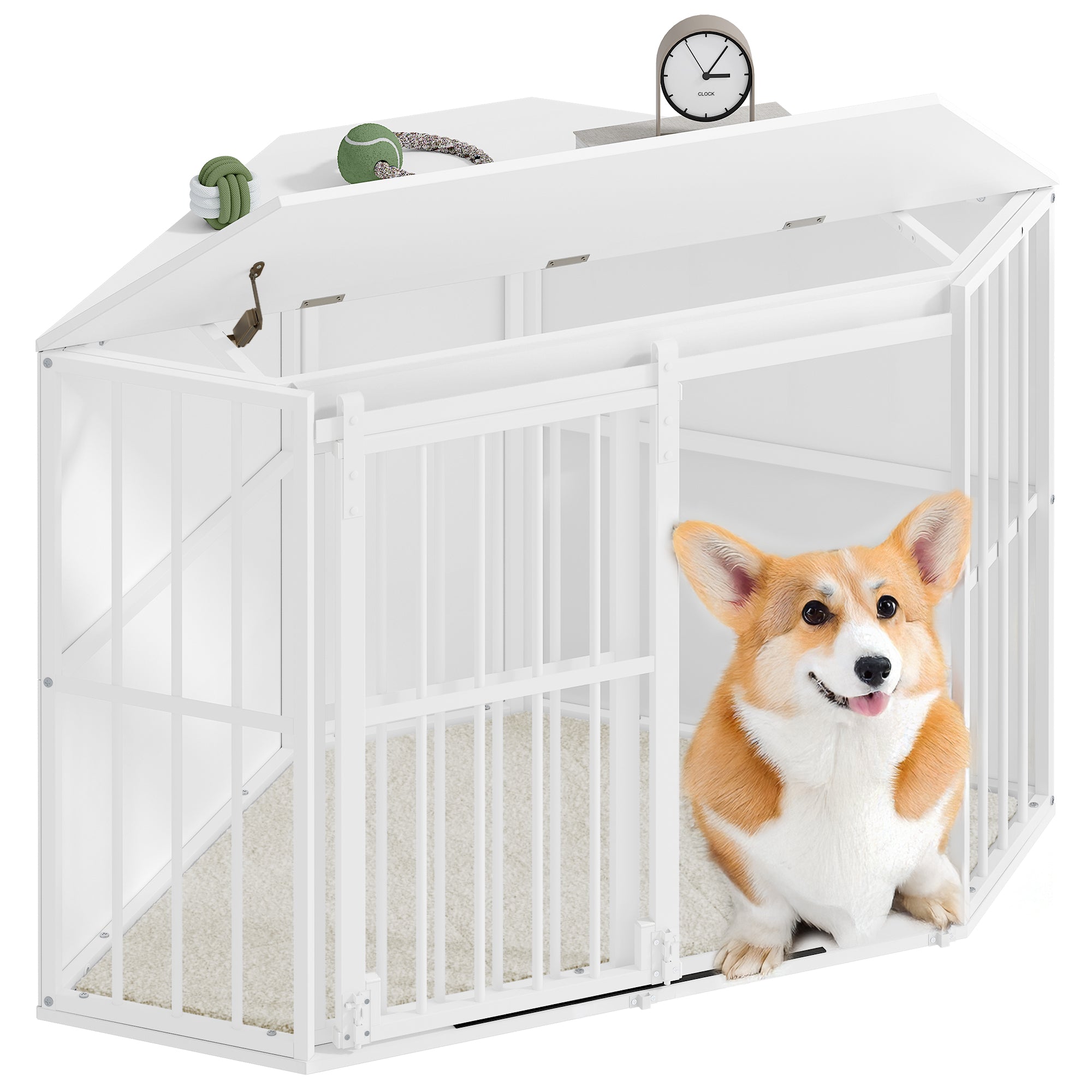 hzuaneri-pet-dfc85903w-eck-hundebox-wei-107-cm-mit-kissen image 2
