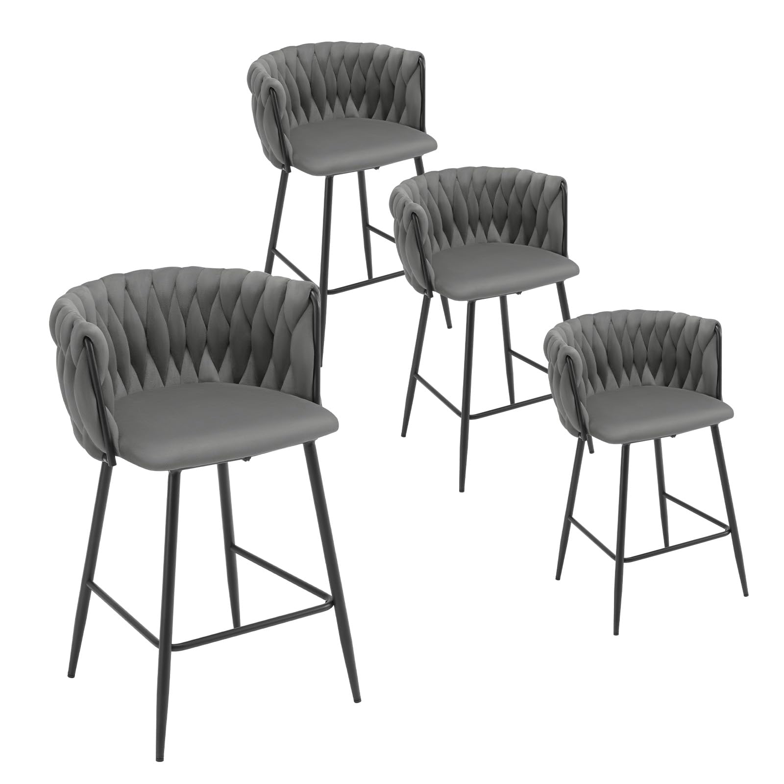 eugad-1082by-4-barhocker-4er-set-samt-dunkelgrau-150-kg image 1