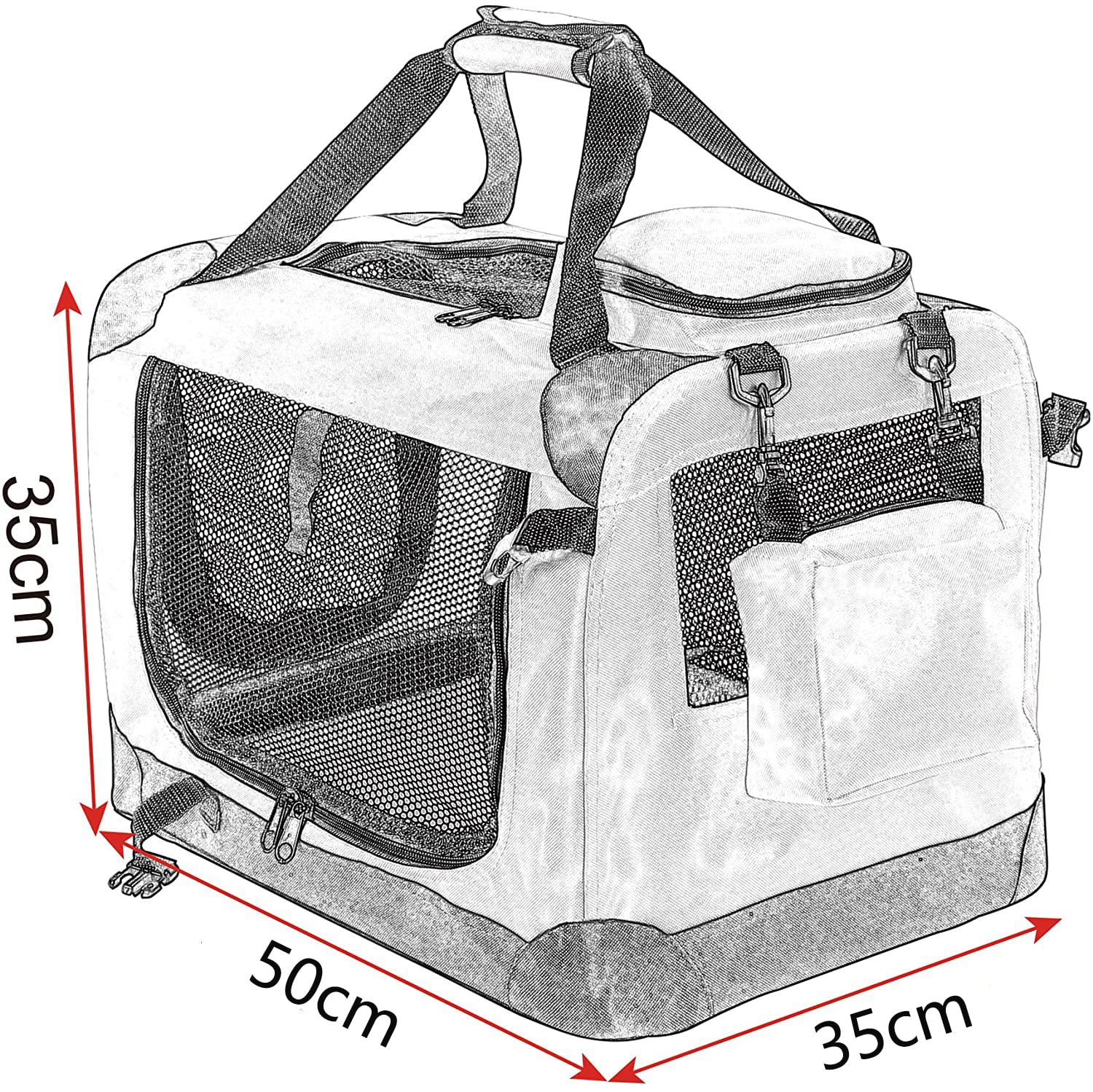 eugad-hundebox-0106ht-grau-faltbar-s-50x35x35cm image 3