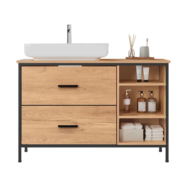 eugad-waschbeckenunterschrank-90x60x30-eiche-schwarz image 1
