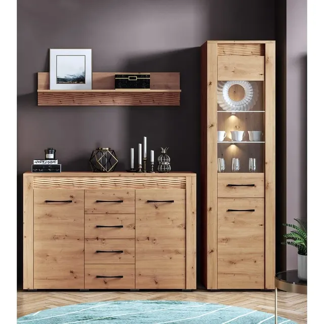 lomadox-wohnzimmer-sideboard-vitrinen-set-artisan-eiche-mit-led image 1